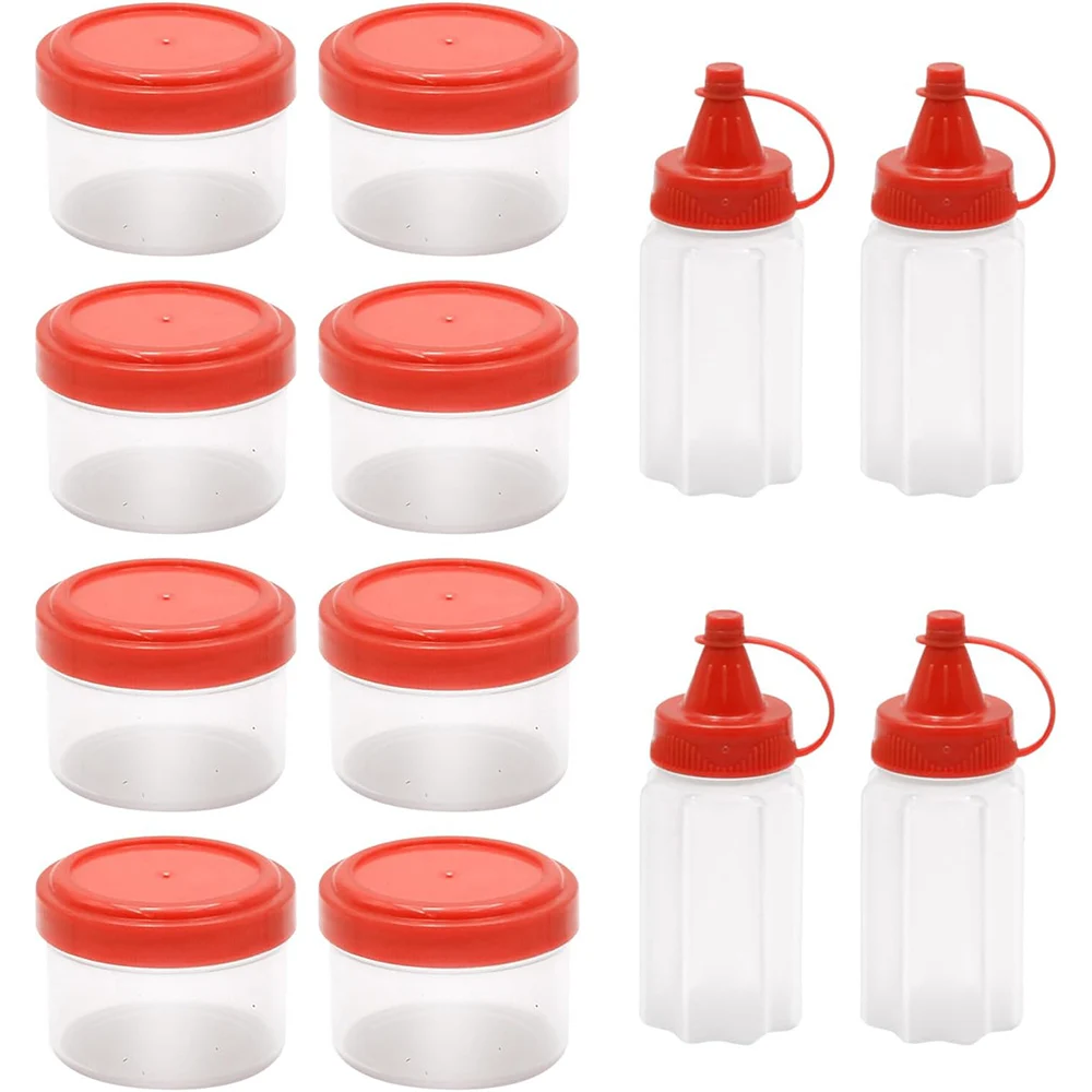 

12Pcs Mini Sauce Squeeze Bottles Plastic Seasoning Box Condiment Dressing Containers Salad Dressing Containers for BBQ Camping