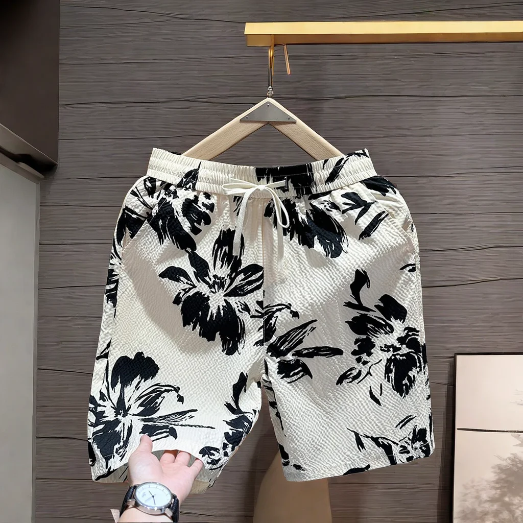 Summer Trendy Beach Pants Shorts Trendy Casual Pinch Pants Loose Printed Sports Thin New Travel Pants