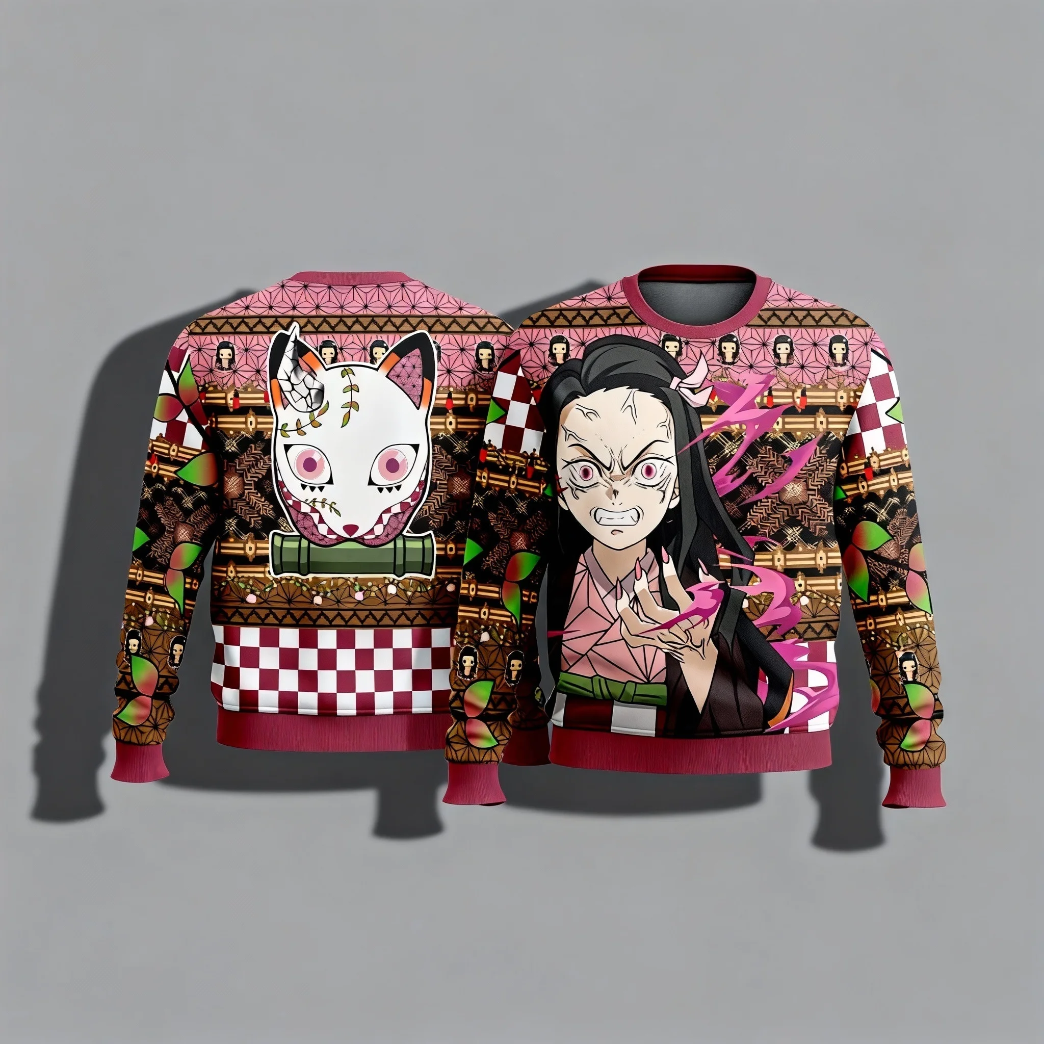 

Bandai Anime Demon Slayer Series Ugly Sweater Fashion Casual Family Christmas Party Hoodie Oversized Adult Autumn/Winter Top