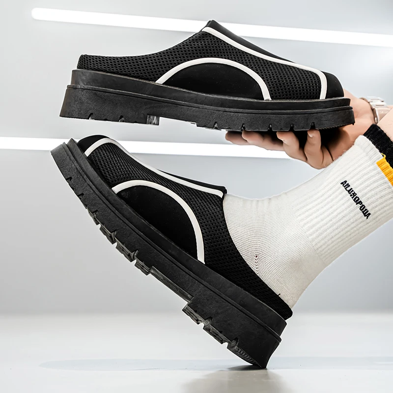 

Новые мужские летние полутапочки больших размеров 2026 года: легкие, с мягкой подошвой, закрытым носком, для улицы, повседневные