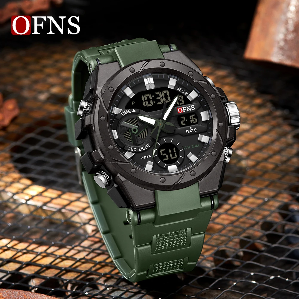 OFNS Top Brand Luxury G-style Watch Men Sport Alarm Clock Stopwatch Waterproof Dual Display Digital Quartz Men\'s Wristwatch