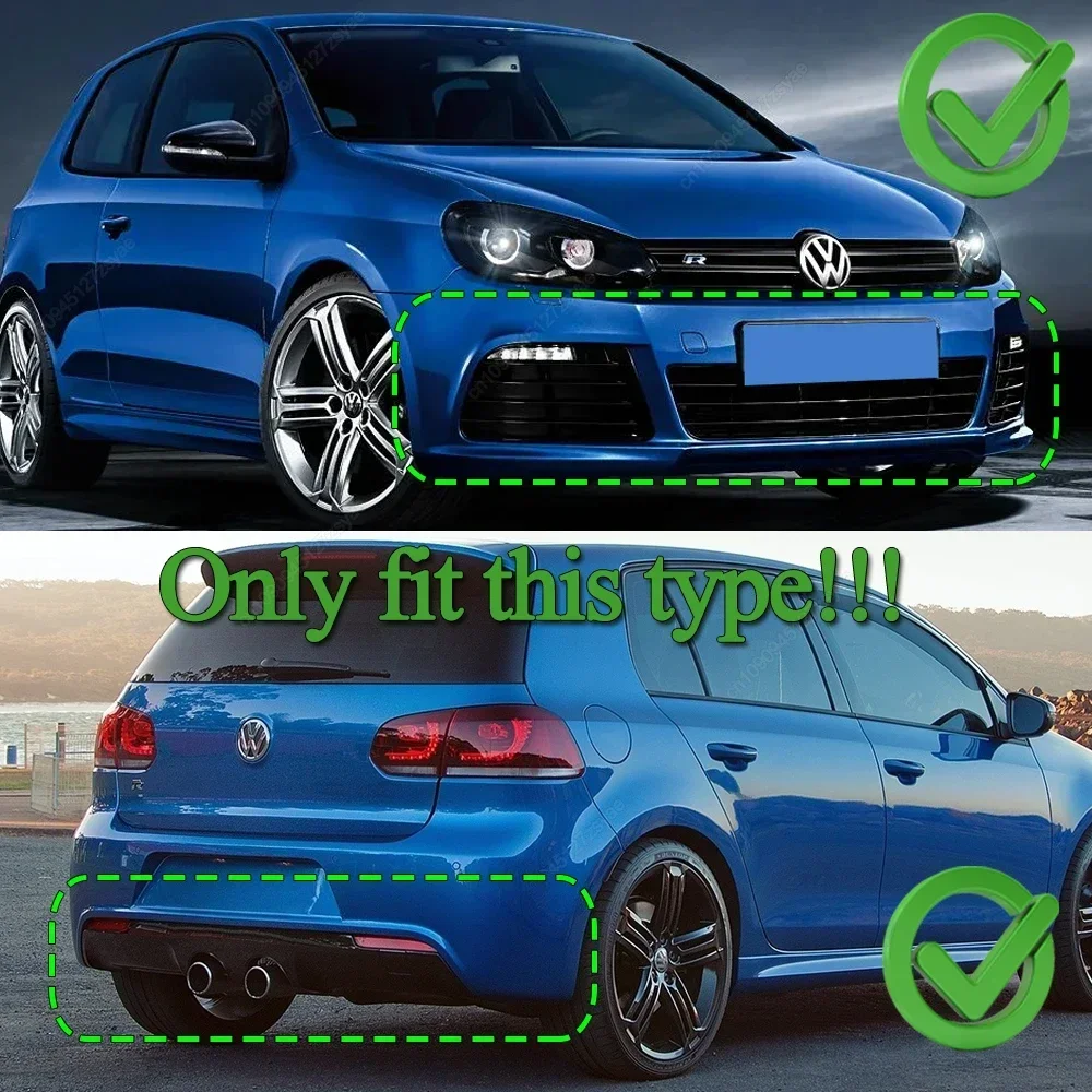 Car Front Bumper Lip Spoiler Splitter Diffuser Deflector & Rear Bumper Diffuser For VW Golf 6 MK6 R R20 2008-2013 Canard Tuning