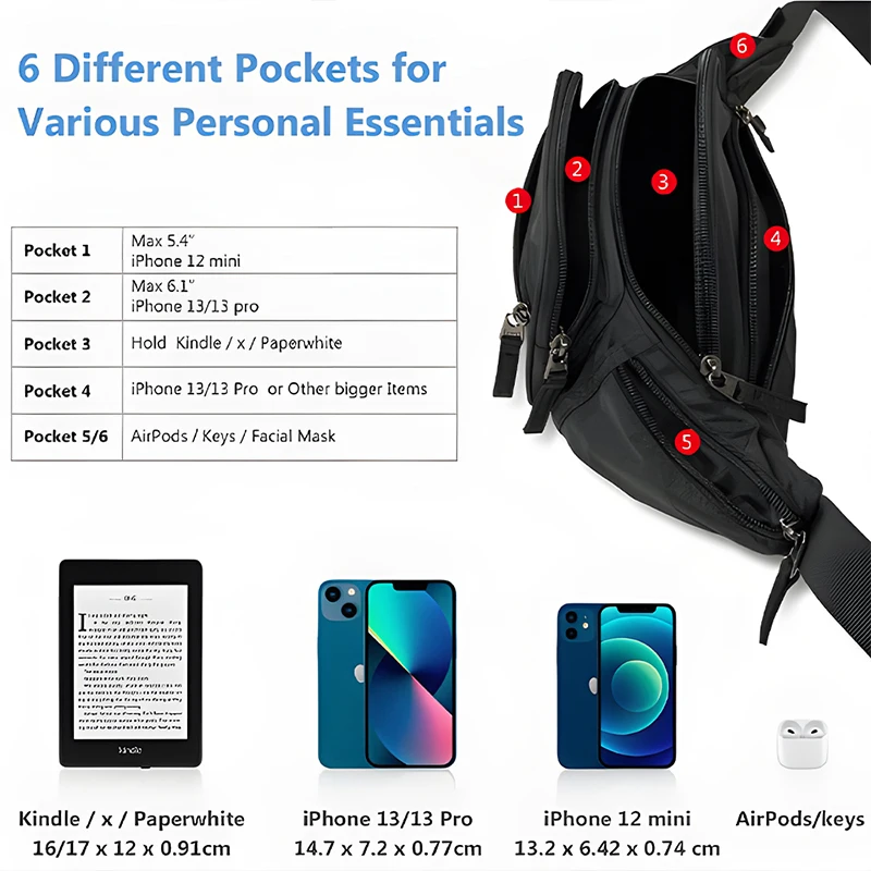 Sport Waist Pack Bag Waterproof Fanny Pack Hip Bum Bag Crossbody Purse Pouch for Workout Traveling Casual Running Hiking Cycling