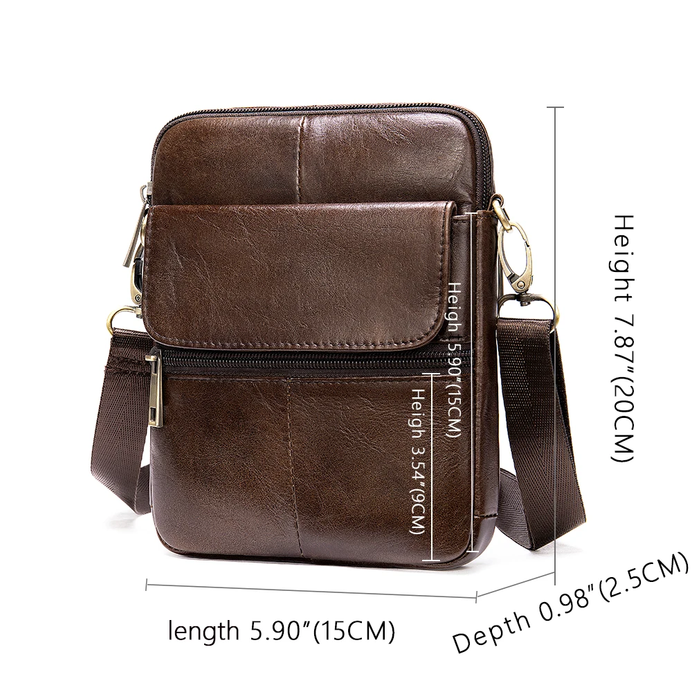 2020 New Fashion Genuine Leather Shoulder Bag for man Small Messenger Bags Mini Travel Crossbody Bag Men Flap Bag Male