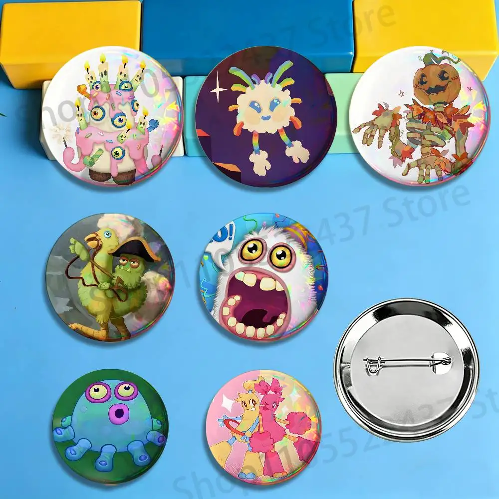 Cartoon My S-Singing M-Monsters Round Pins Cartoon Brooches Stylish Ornament Badge for Backpack Accessorys Gifts
