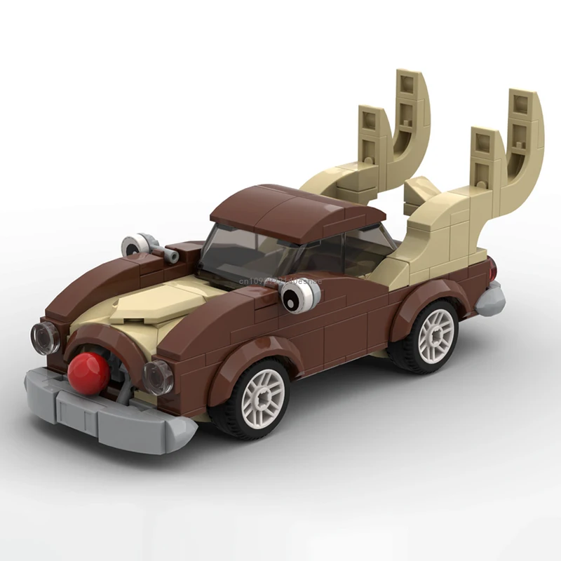 MOC Rudolph Il Campione di Auto da Corsa dal Naso Rosso Classico Supercar Building Blocks Tecnica di Mattoni Garage Creativo Giocattoli Fai da Te Regalo per Bambini