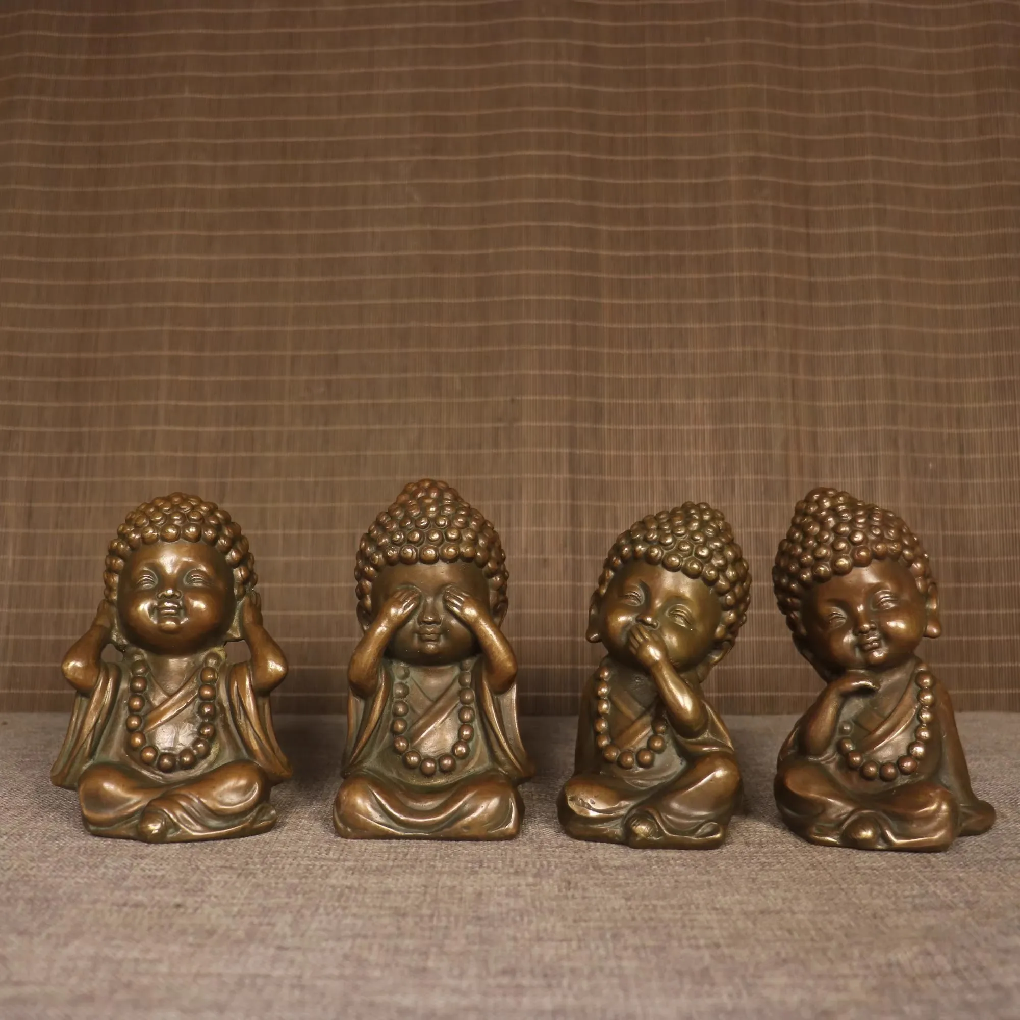 Old copper Buddha Four Lesser Brothers statue，4 pieces/set