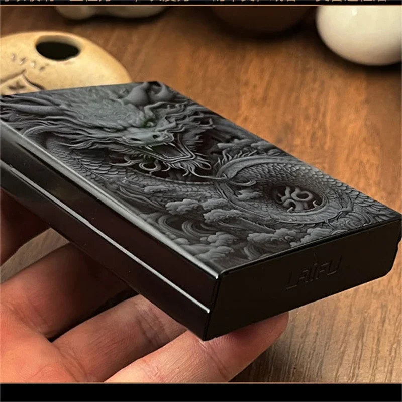 Chinese Dragon Cigarette Box Black Fashion Luxury Aluminum Alloy Cigarette  Case Holds 20 Cigarettes Smoking Accessories