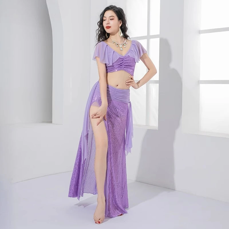 

Женские костюмы для танца живота по индивидуальному заказу, одежда для восточных танцев с блестками, костюмы для выступлений, тренировочная групповая одежда, классная униформа