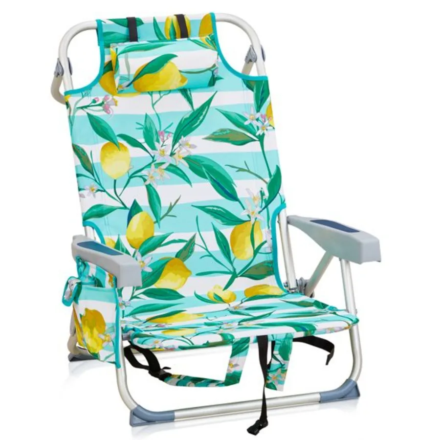 

63*65*82cm Short Oxford Cloth Silver White Aluminum Tube Bearing 100kg Beach Chair Lemon