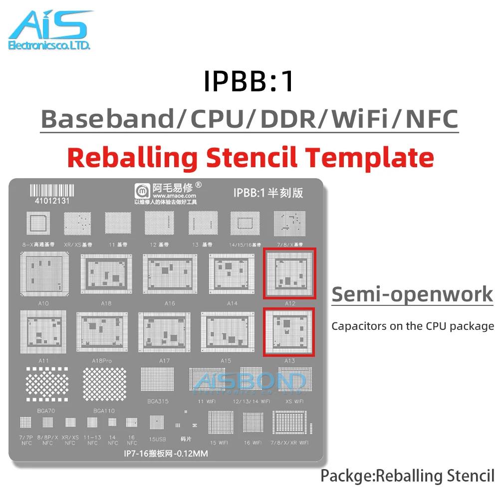 WIFI NFC NAND Baseband CPU BGA Reballing Stencil For iPhone 11 12 13 14 Plus 15 16 Pro Max Mini 6 7P 8P X Xs 14Pro 15Pro 16Pro