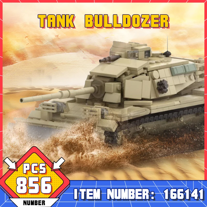 

MOC-166141 Tank Bulldozer Model Building Blocks Land Force WW2 Military Tank Set Educational Toys For Children Boys Adult Gift