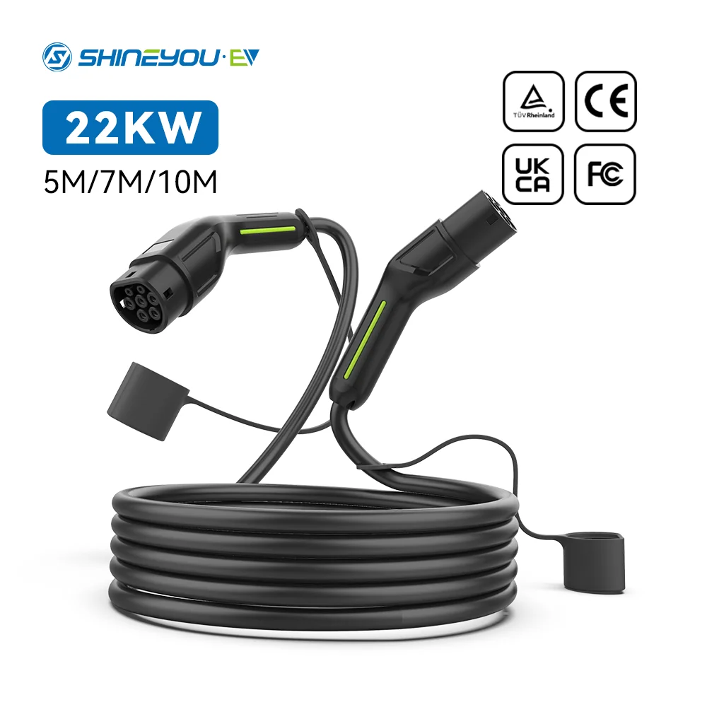 

Mode 3 22KW Type 2 to Type 2 16A 32A 3phase Male to Female IEC 62196-2-2017 Tpu Ev Charging Cable