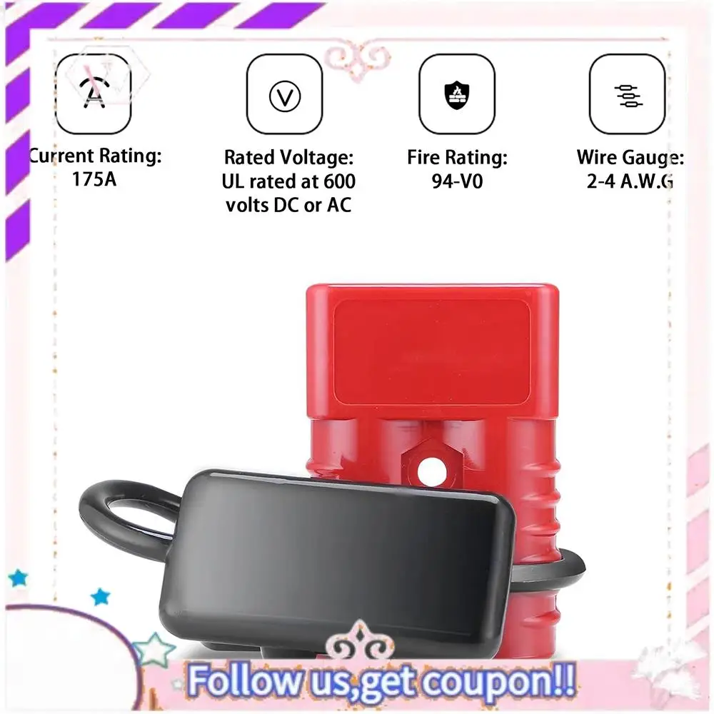 

Easy To Use 2Pcs 2-4 AWG 175A Battery Power Connector Cable Quick Connect Disconnect Kit For Anderson Connector For Winch Traile