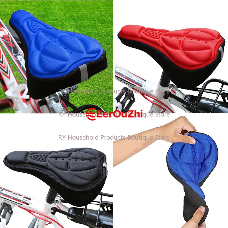 Mountain Road Bike Cycling Saddle Thickened Comfort Ultra Soft Silicone 3D Gel Pad Cushion Cover Bicycle Saddle Seat 4 Color