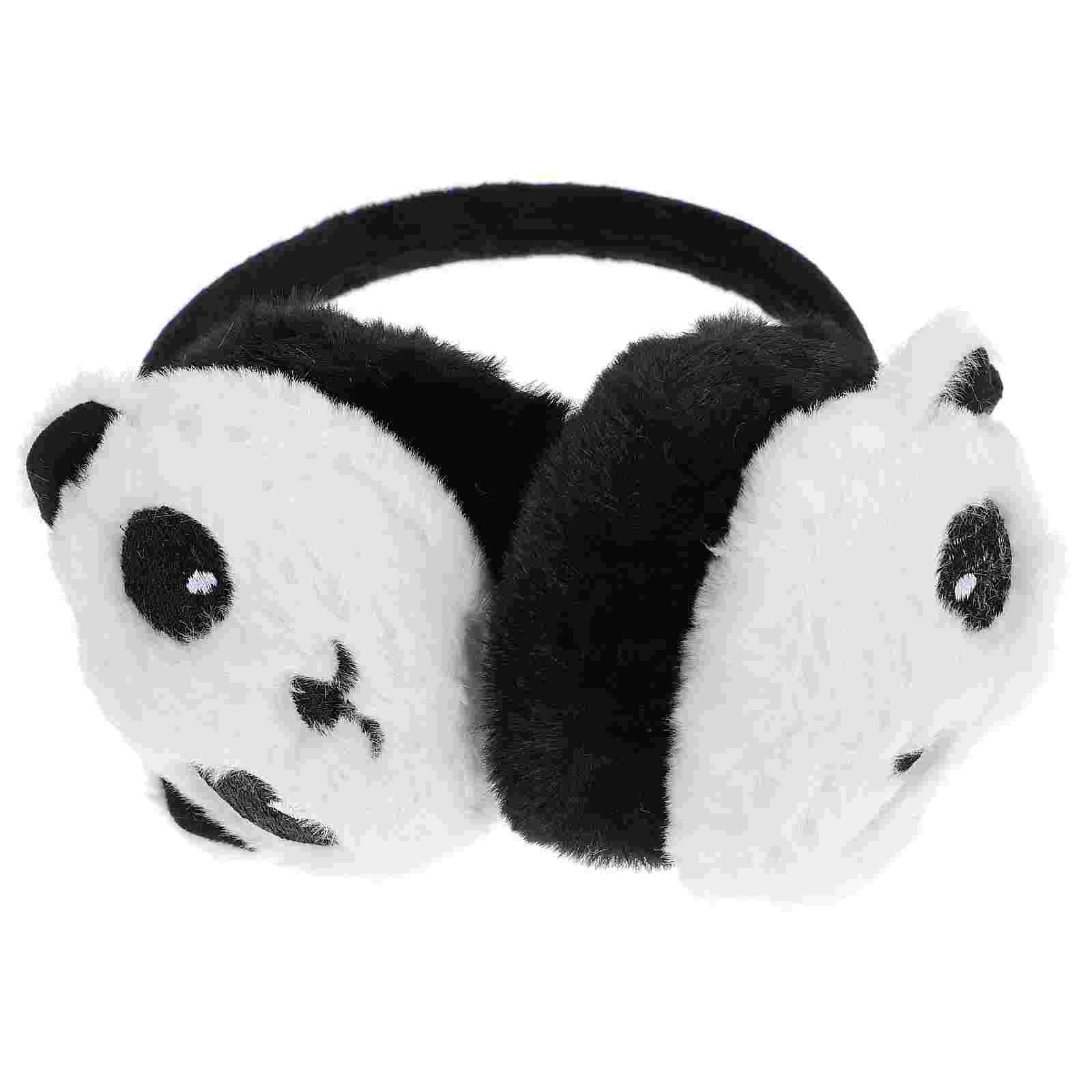 Adult Panda Ear Muffs Headband Protective Covers Luxury Winter Beige Plush Warmers Miss