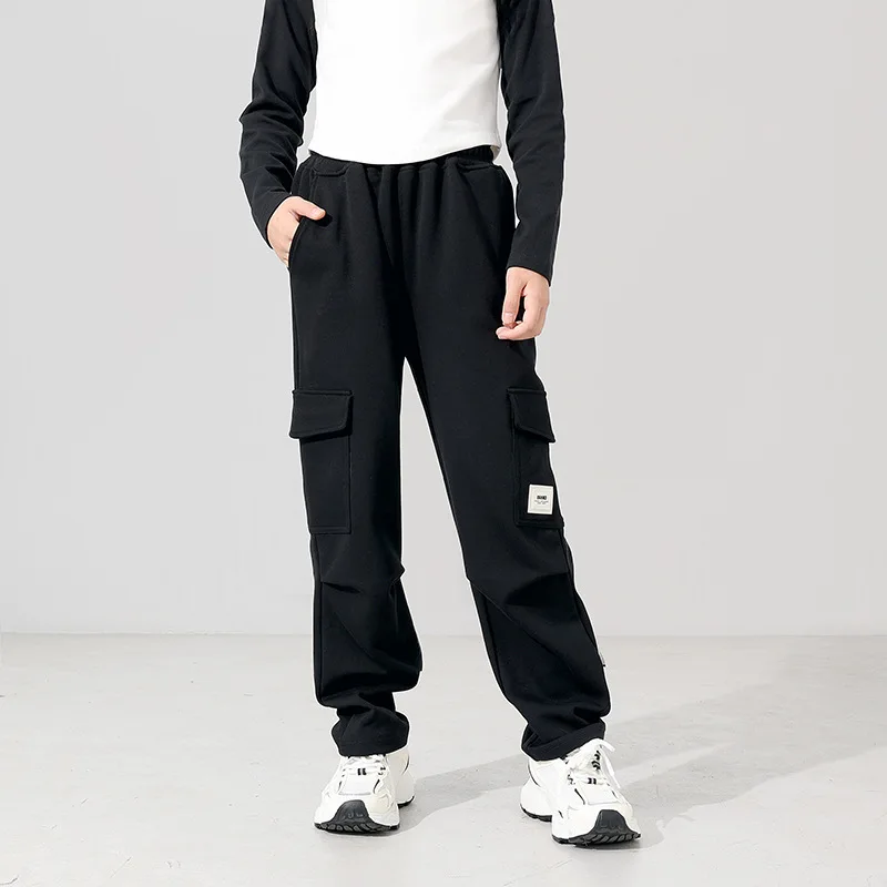 

Unisex Kids Cargo Joggers Pants Loose Fit Athletic Sweatpants with Pockets Fashion Casual Fall Trousers for Big Boys and Girls