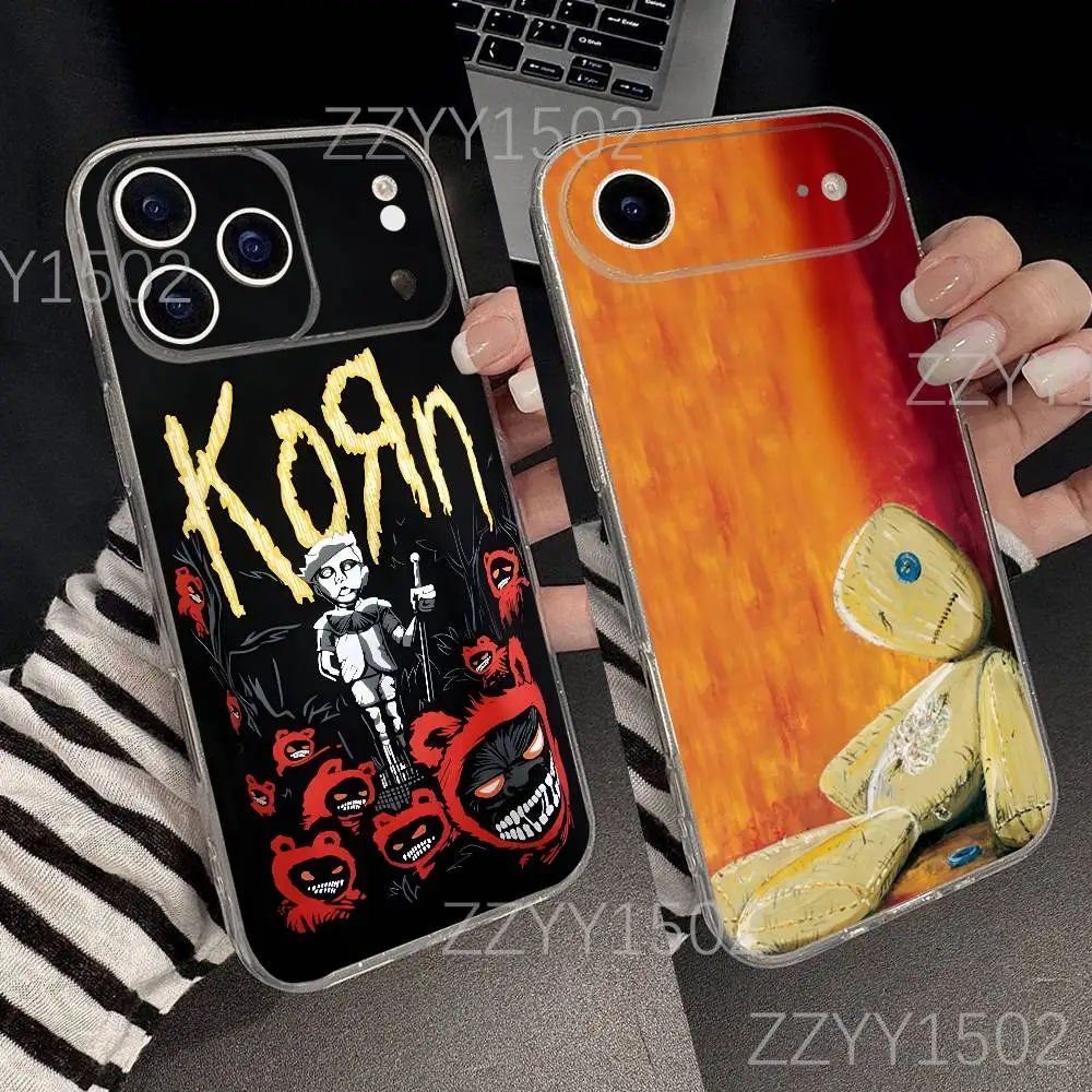 

K-KornS Rock Band Phone Case For iPhone 17,16,15,14,13,12,11 Pro,Max,Plus,X,XS,XR,SE4,E Mini Transparent Soft