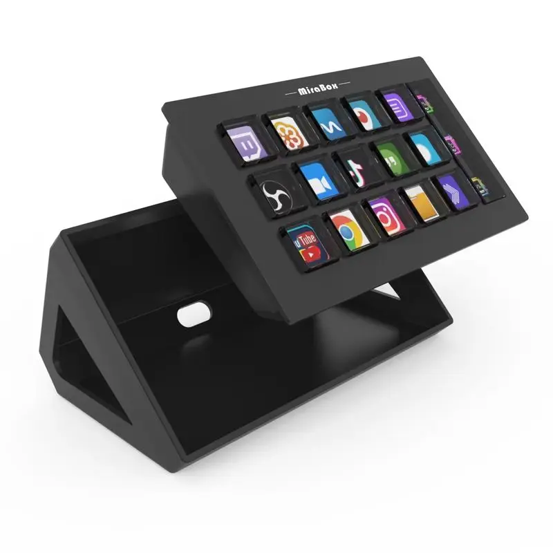 لوحة مفاتيح بصرية صغيرة من Stream Deck 15 مفتاحًا، زر StreamDeck LCD، وحدة تحكم إنشاء المحتوى المباشر، زر مخصص لهدايا Win/MacOS