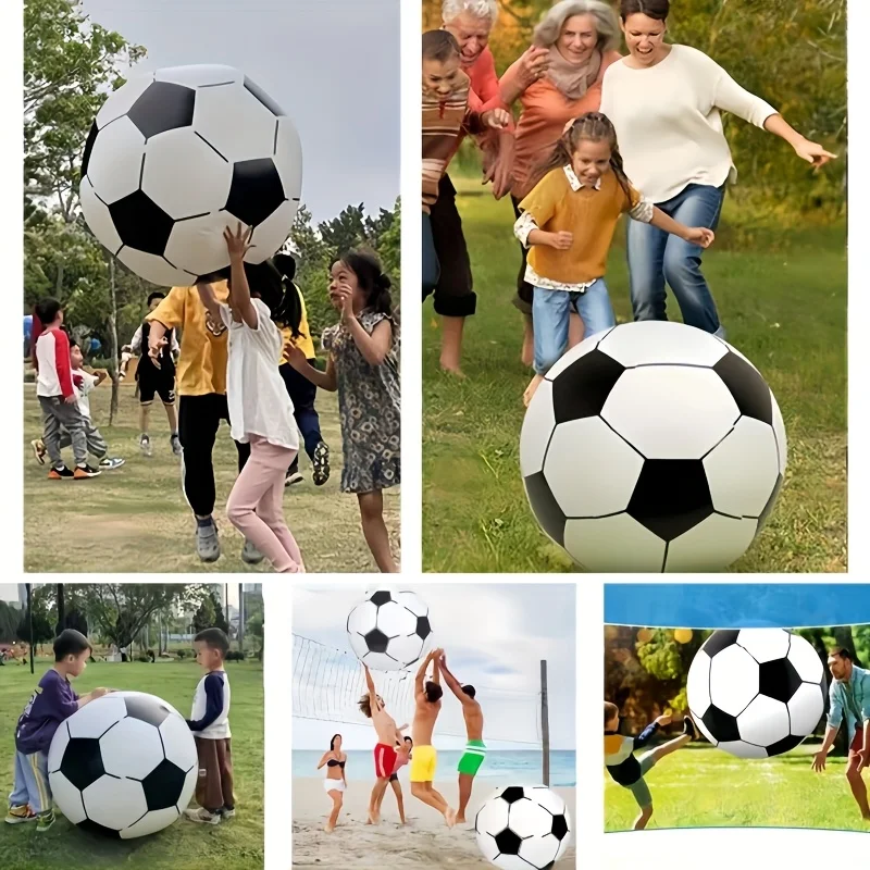 70.1cm Giant Inflatable Soccer Ball Durable PVC Beach Pool Toy for Family Fun Outdoor Play and Sports Events