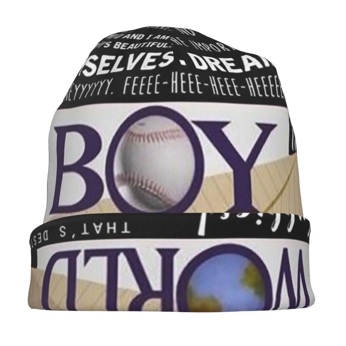 الصبي يلتقي العالم لا تُنسى يقتبس Skullies قبعة حريمي دافئة الخريف الشتاء في الهواء الطلق قبعة محبوك بونيه قبعات للجنسين الكبار