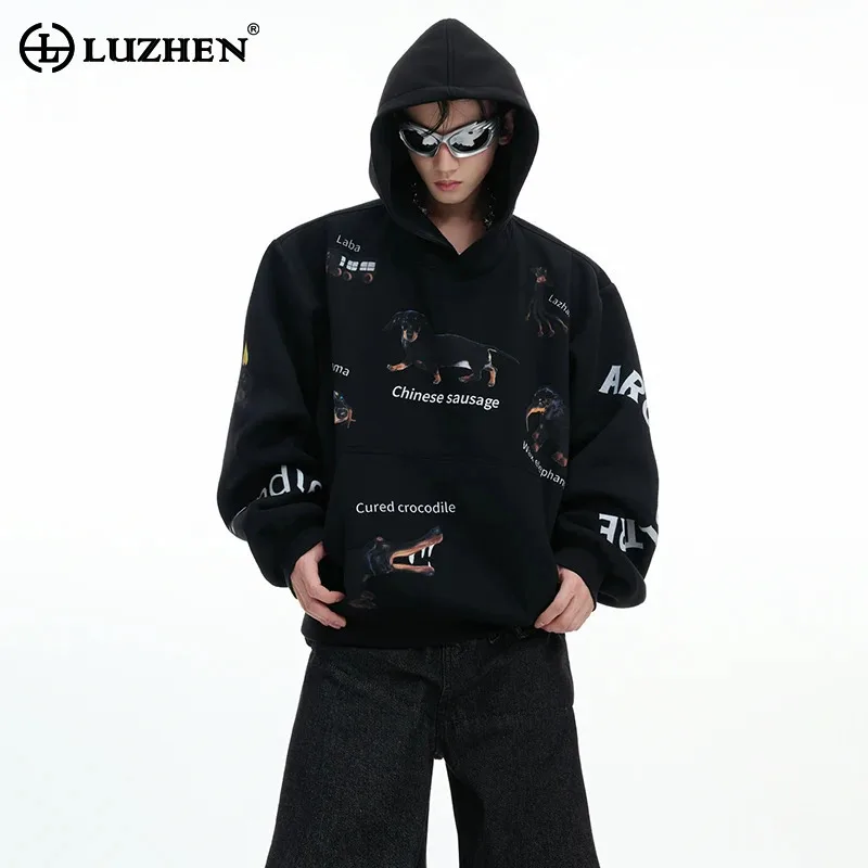 

LUZHEN Original Streetwear Loose High Quality Hoodies Pullover Men 2025 Autumn New Long Sleeve Sports Sweatshirt Clothes JY3669