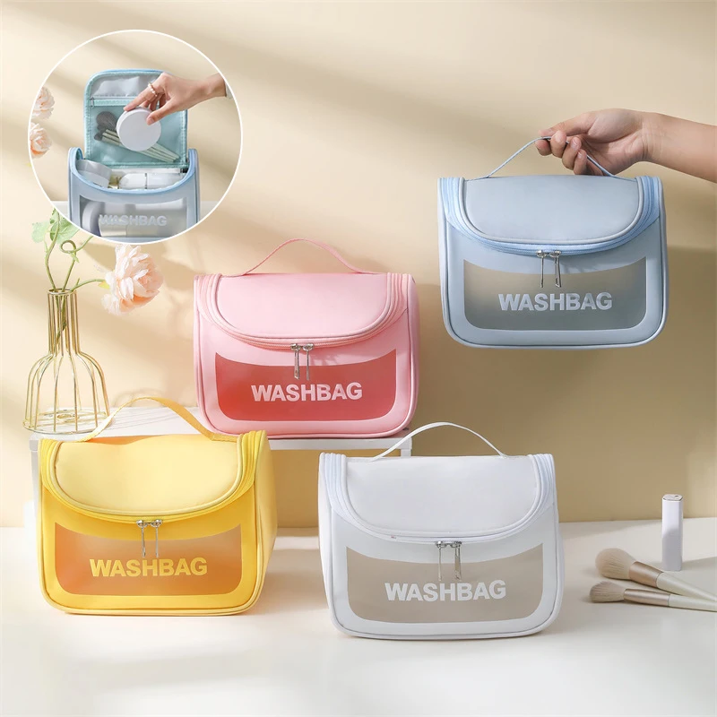 Travel Toiletries Storage Bag Large Capacity Transparent Makeup Bag Waterproof Swimming Bath Bags Simple PVC Tote Case