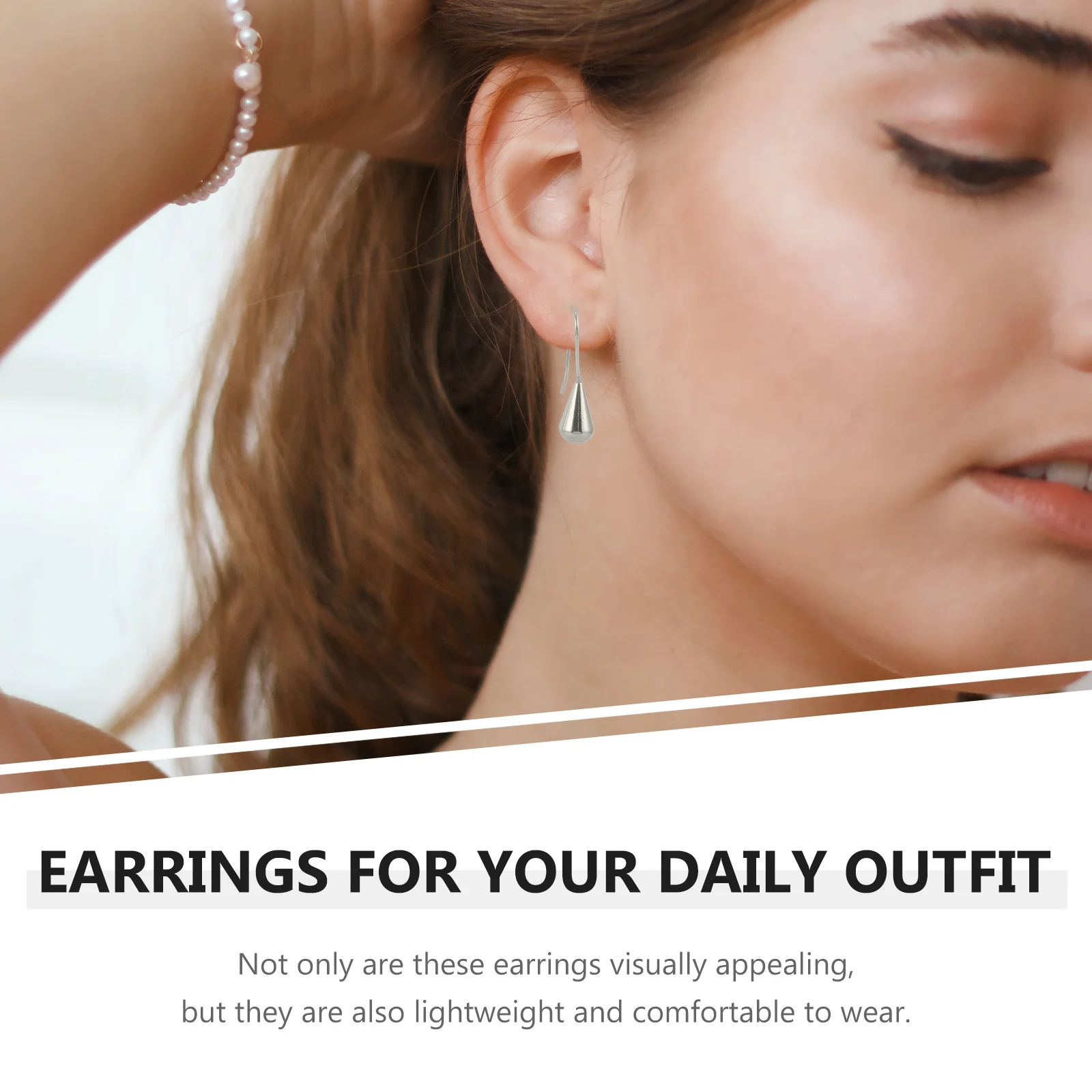 

2pcs Water Drop For Women Dangling Drop Shape Aesthetic Earrings Fashion Hook Dainty Teardrop Sterling Silver