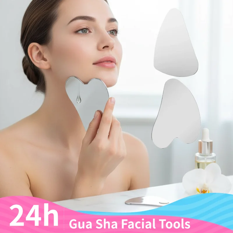 الفولاذ المقاوم للصدأ غوا شا أدوات الوجه الوجه مدلك أداة تنظيف الرؤوس السوداء تشديد تدليك الجلد غواشا الجمال أداة #1
