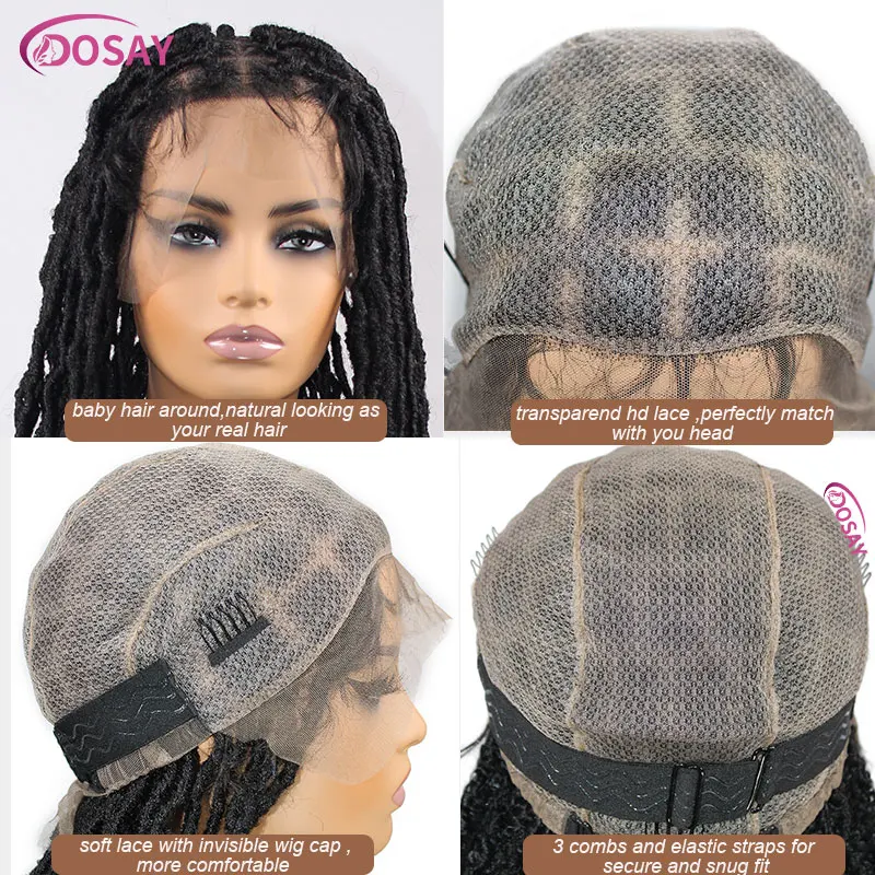 Syntetyczne długie pełne koronkowe dredy warkocze peruka w stylu motyl locks Box plecione peruki 40 ''Faux Locs kręcone szydełkowe warkoczyki