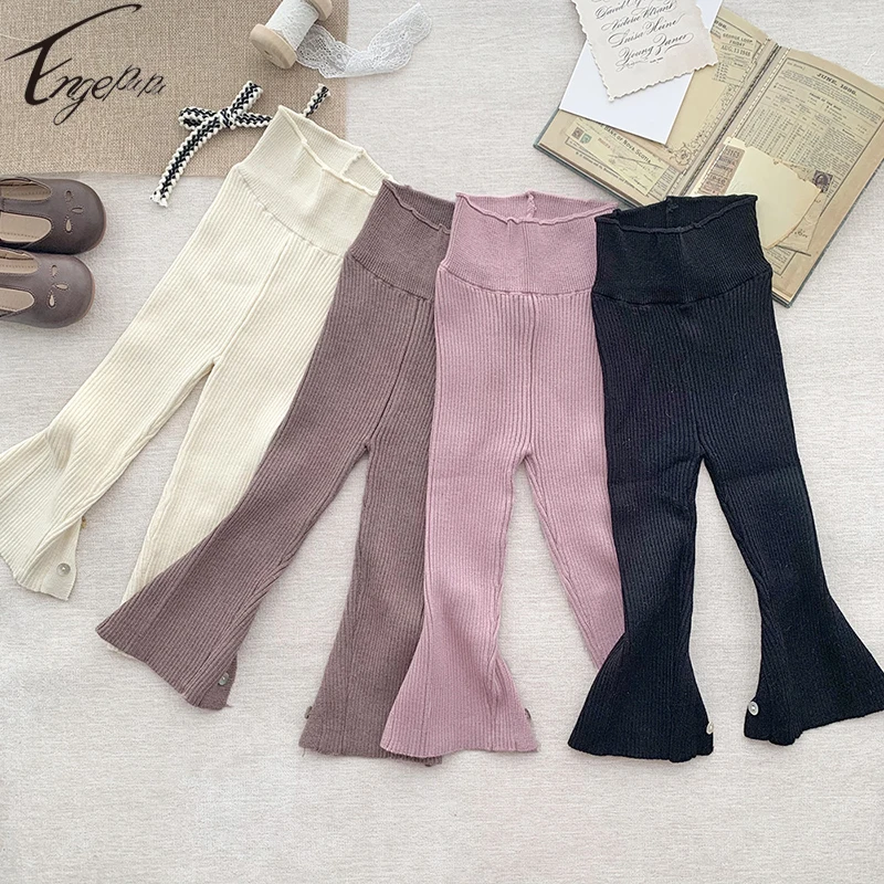 

Korean Style Baby Boys Girls Knitted Pants Girls Leggings Pants Spring Autumn Baby Girls Pure Color Knitting Pants Clothes