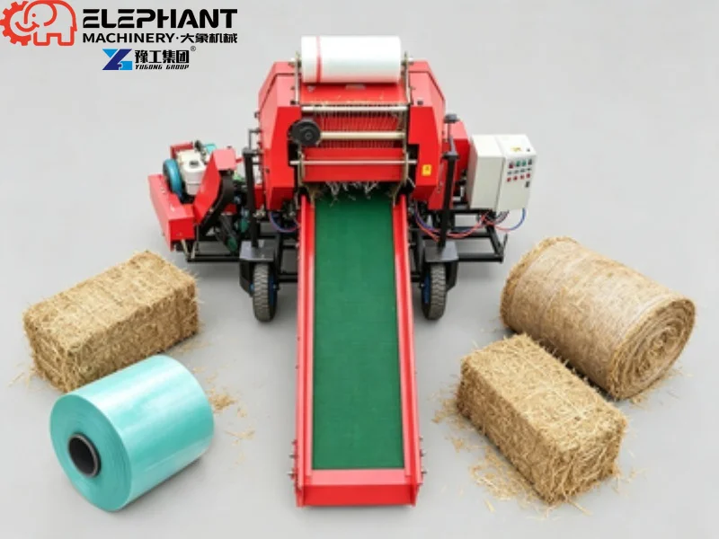 Agricultural Combined Silage Baler Wrapper Mini Square Hay Straw Baling Machine For Livestock Farm