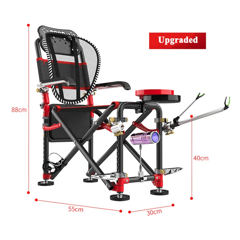 Wielofunkcyjne krzesło wędkarskie Regulowane składane krzesło для рыбалки Metalowe stołki wędkarskie na zewnątrz Zestaw foteli 낚시의자
