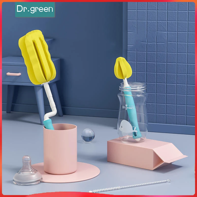 

Dr Green New Upgraded Professional Bottle Brush Set Sponge Brush 360° Swivel Nipple Brush Straw Brush Cleaning Brush