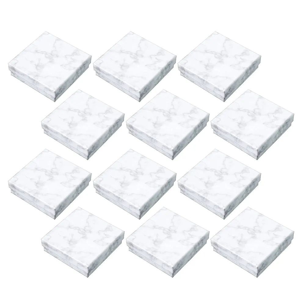 

Набор из 12 шкатулок для украшений с мраморным узором, картонные органайзеры для ожерелий, браслетов, серег, маленькие портативные упаковочные коробки-витрины