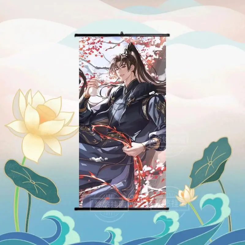 Anime The Husky and His White Cat Shizun Chu Wanning Mo Ran Cosplay Cartoon Scroll Canvas Hang A Picture Mascot Display Ornament