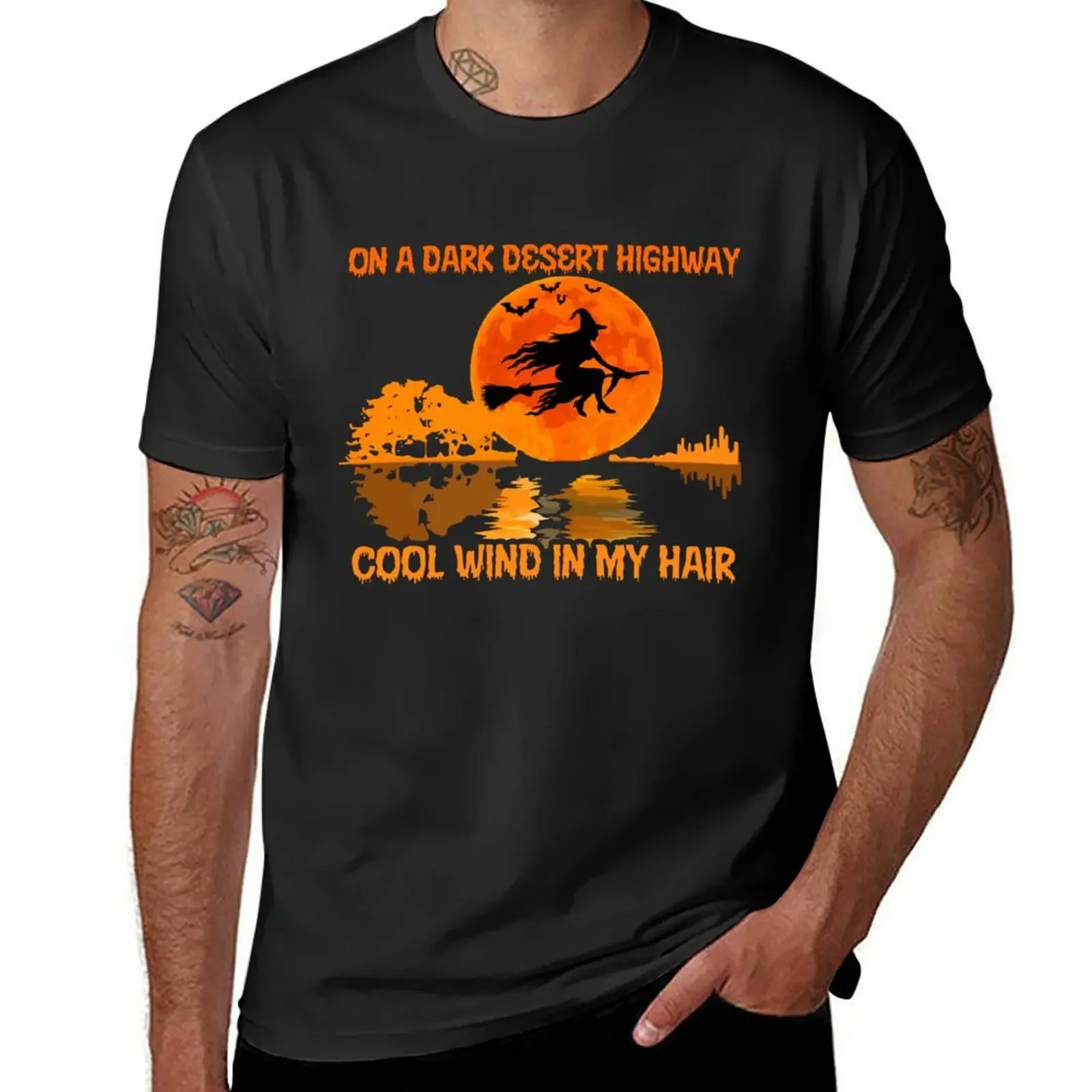 

Halloween Witch Fly On A Dark Desert Highway Cool Wind In My Hair Witch T-Shirt animal prinfor boys Louboutins mens clothing