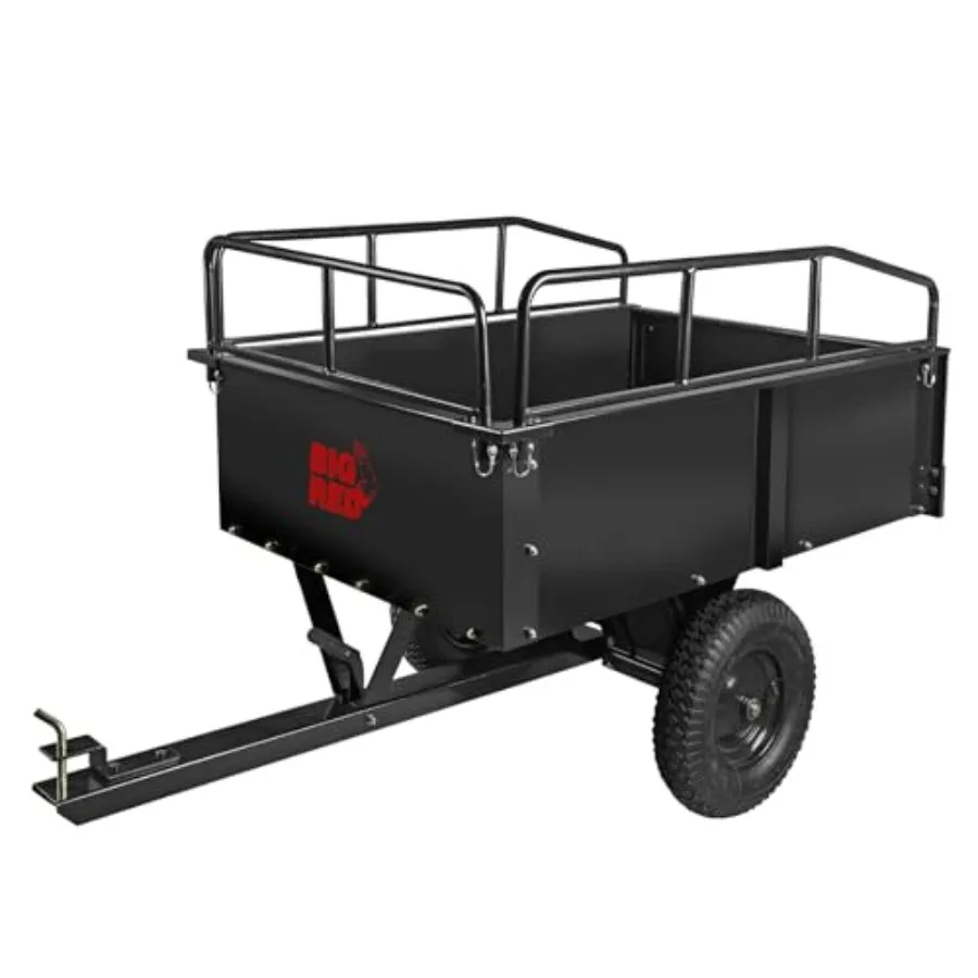 Heavy Duty ATV Trailer Steel Dump Cart: Yard Garden Trailer for Lawn Mower, Tractor, Garden Waste - 750lbs, 12 cu.ft Capacity