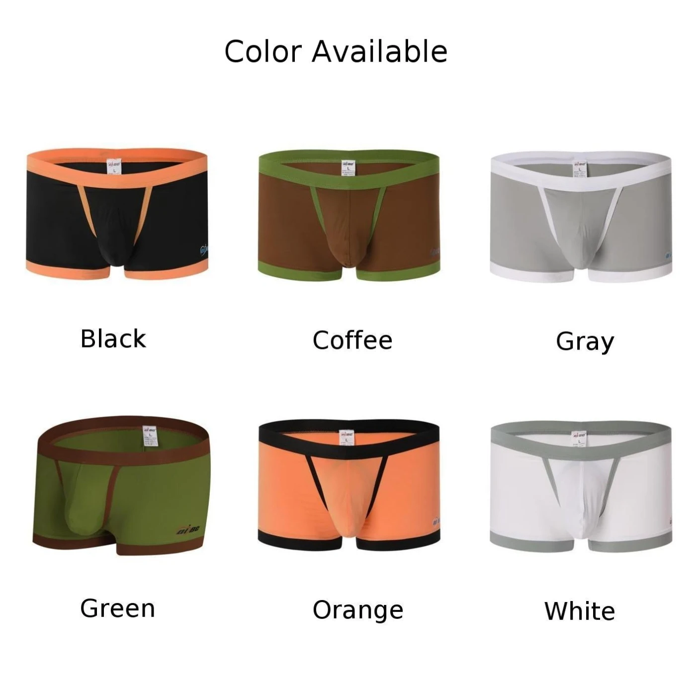 سراويل داخلية منخفضة الارتفاع للرجال على شكل حرف U سراويل داخلية قصيرة متباينة من نسيج النايلون المسامي رمادي قهوة برتقالي