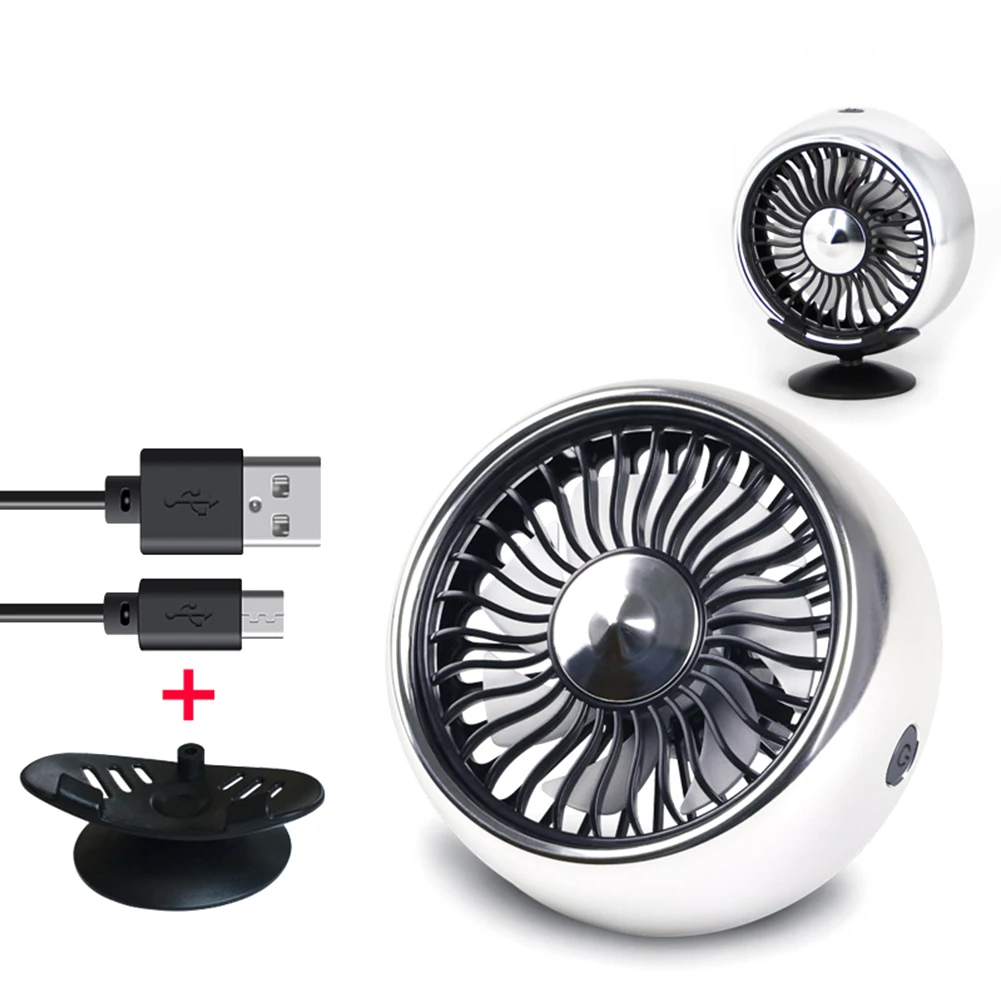 

USB Powered Car Electric Fan, 7-Blade 3 Speeds Low Noise Brushless Motor Small Cooler With Colorful Light Portable Fan