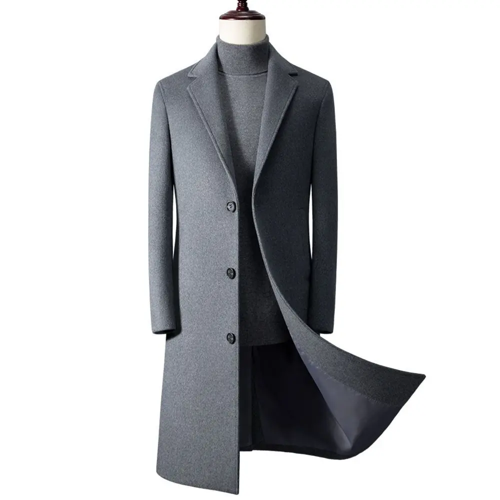 Autumn and Winter New Men's Woolen Trench coat Casual Slim fit Fashion Man Wool coat Mid-Length Trench coat Men's Cape coat