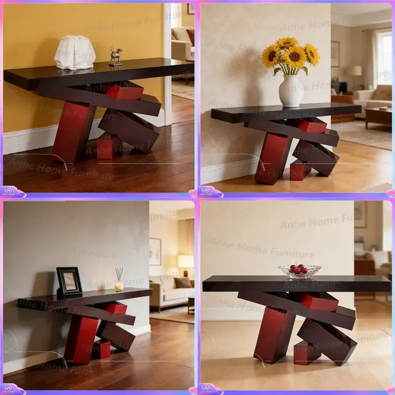 Modern Luxury Solid Wood Console Table Narrow Entryway Storage Furniture for Hallway Corridor Living Room Villa Hotel Decor