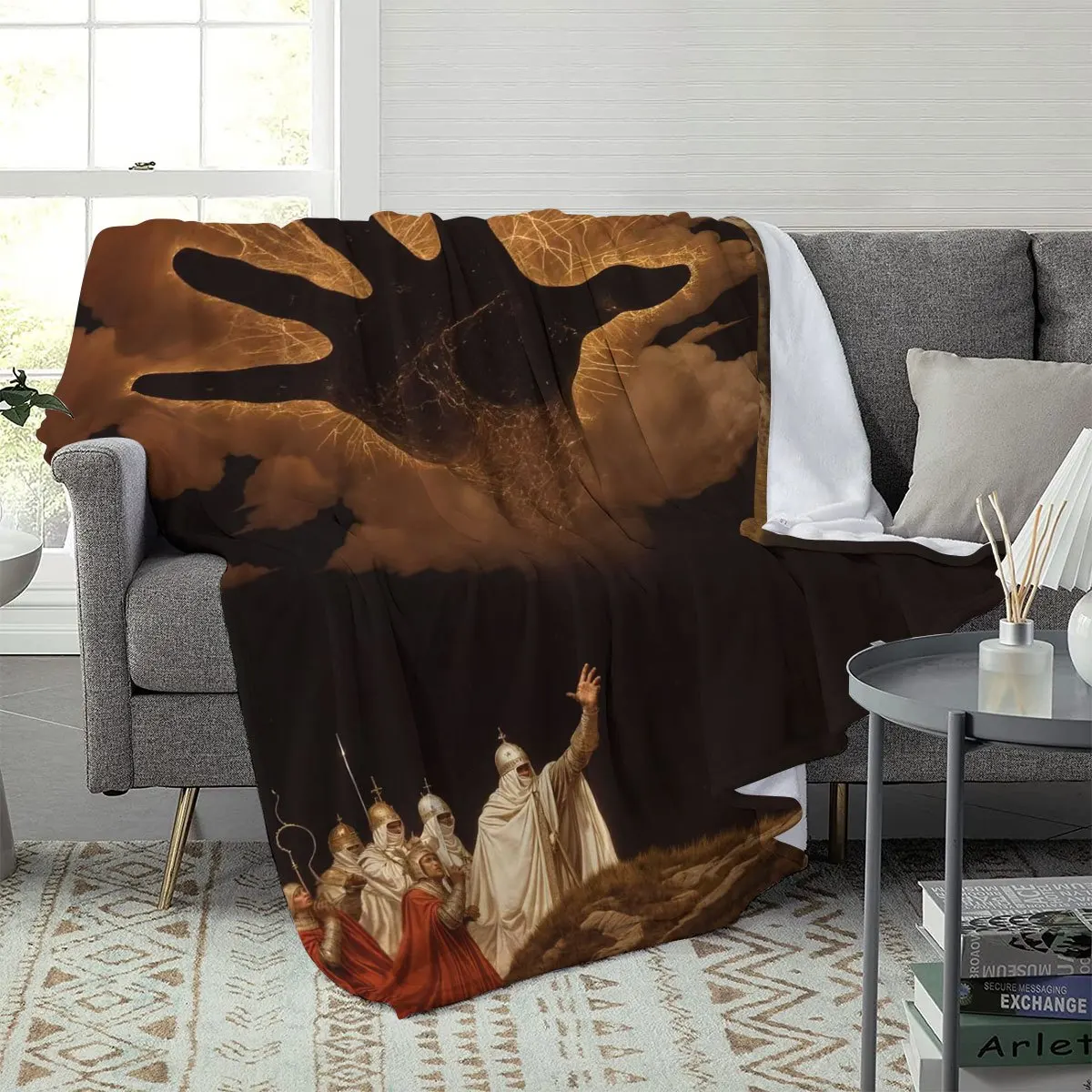 Dramatic Dark Gothic Fantasy Handprint Throw Blanket Tapestry Wall Decor Art 150x200cm Spiritual Cinematic Style