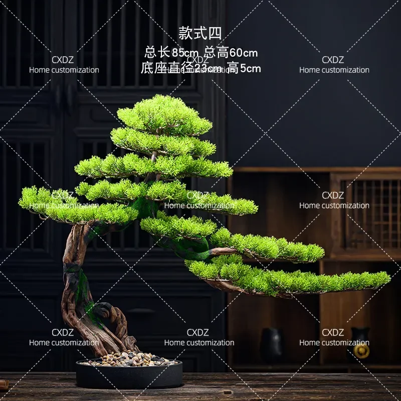 New Chinese Style Simulated Green Plant Bonsai Welcome Pine Ornament Advanced Bionic Greenery Desk Decor Luxury Home Office