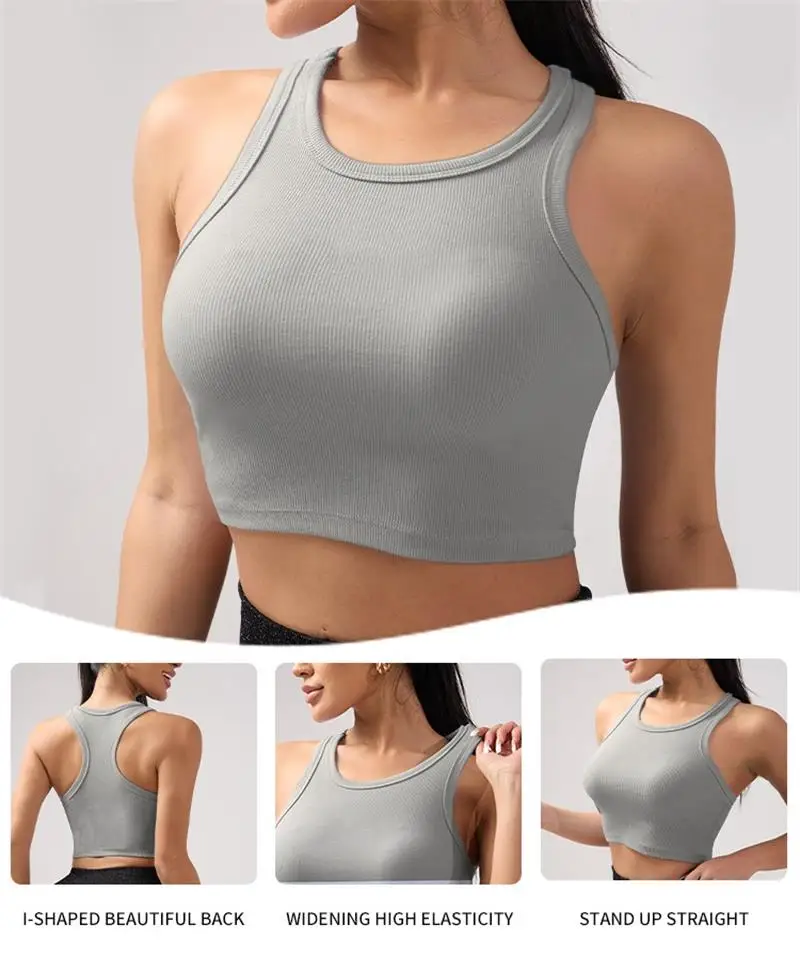 

Бесшовная уличная одежда в рубчик, дышащая майка для тренировок, женская без подушечек, жилет для йоги, женские спортивные черно-белые укороченные топы для спортзала