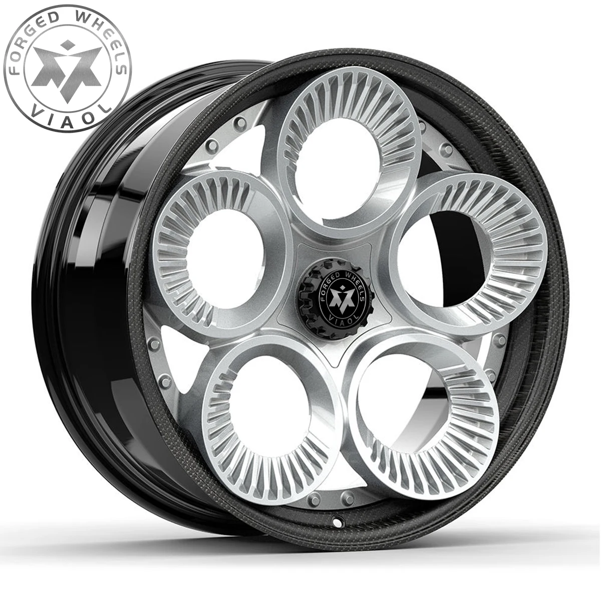 Viaol Custom Carbon Fiber Barrel Forged Aluminum Alloy R20 9J 5x112 Concave Wheel Wide Edge 2-Piece for Alfa Romeo New