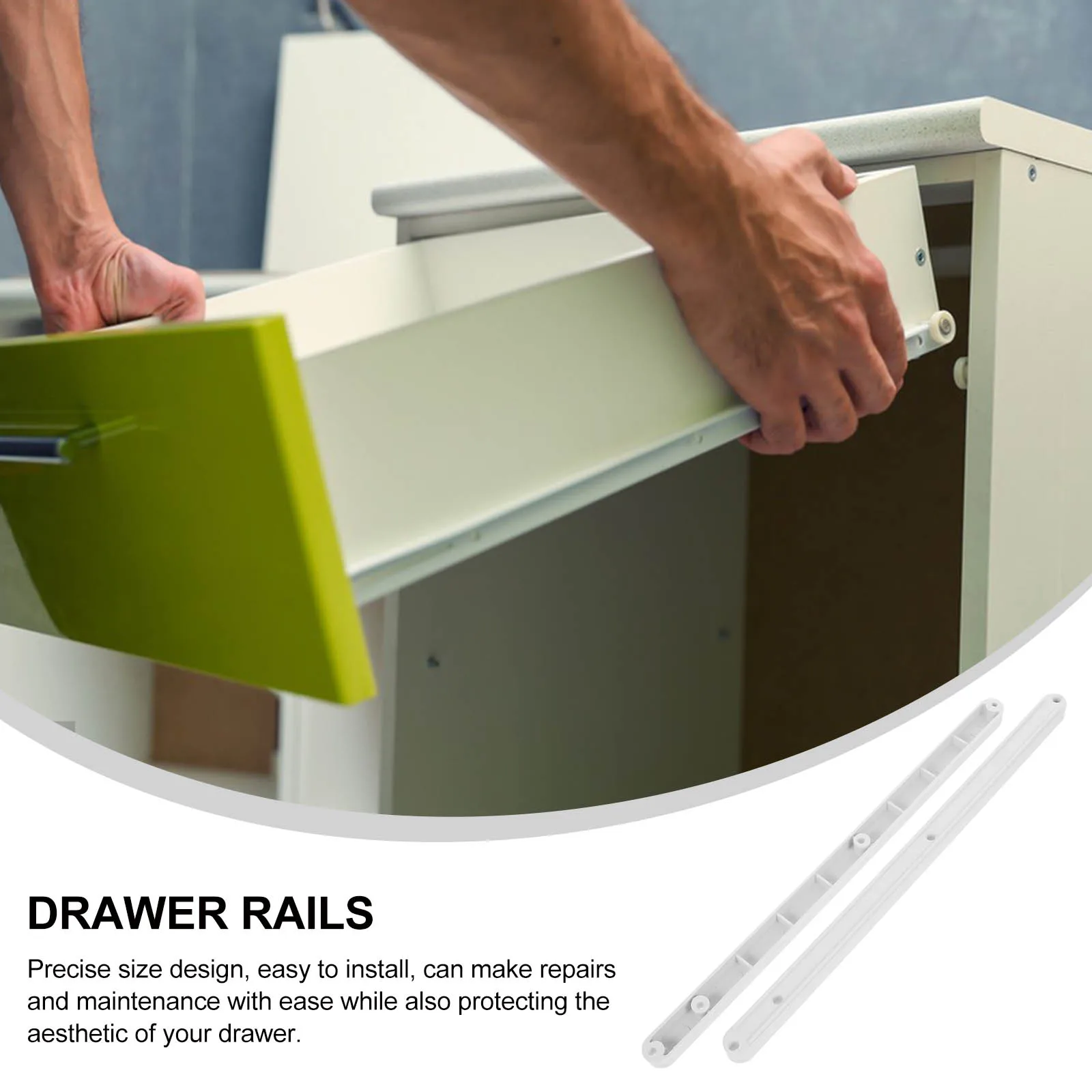 

2Pcs Plastic Drawer Slides Smooth Easy Install Cabinet Drawer Rails for Kitchen Wardrobe Dresser Replacement Parts