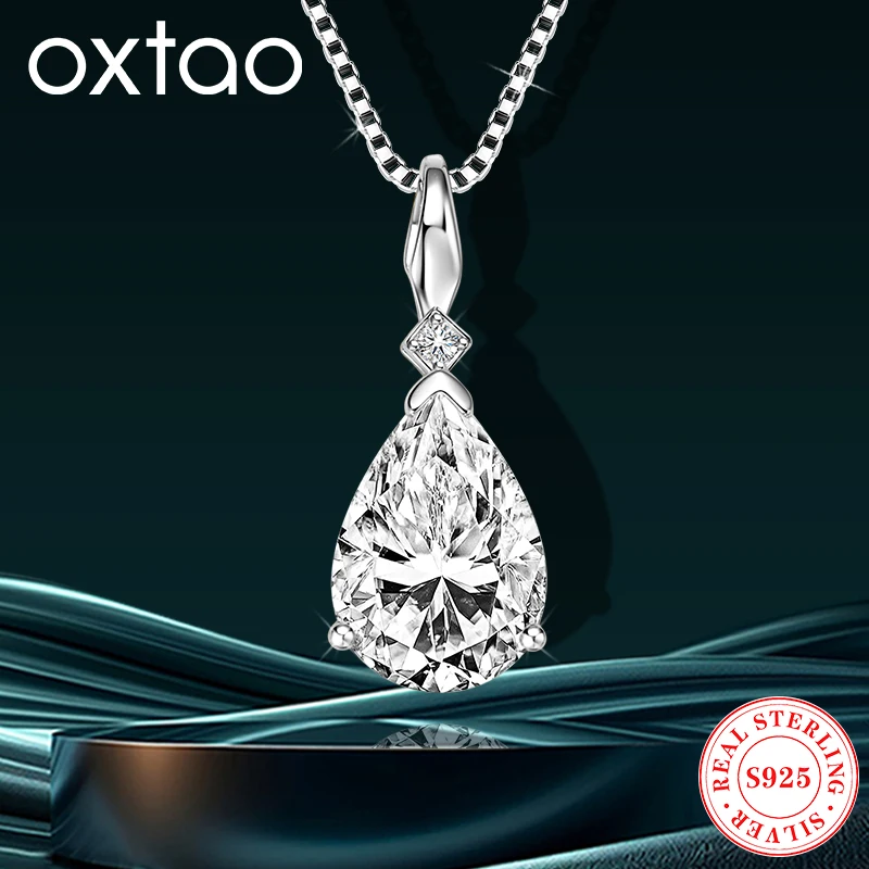 

OXTAO 4CT 2CT 1,5CT капля воды муассанит кулон ожерелье с сертификацией для женщин 925 серебряная цепочка капля кулон ювелирные изделия