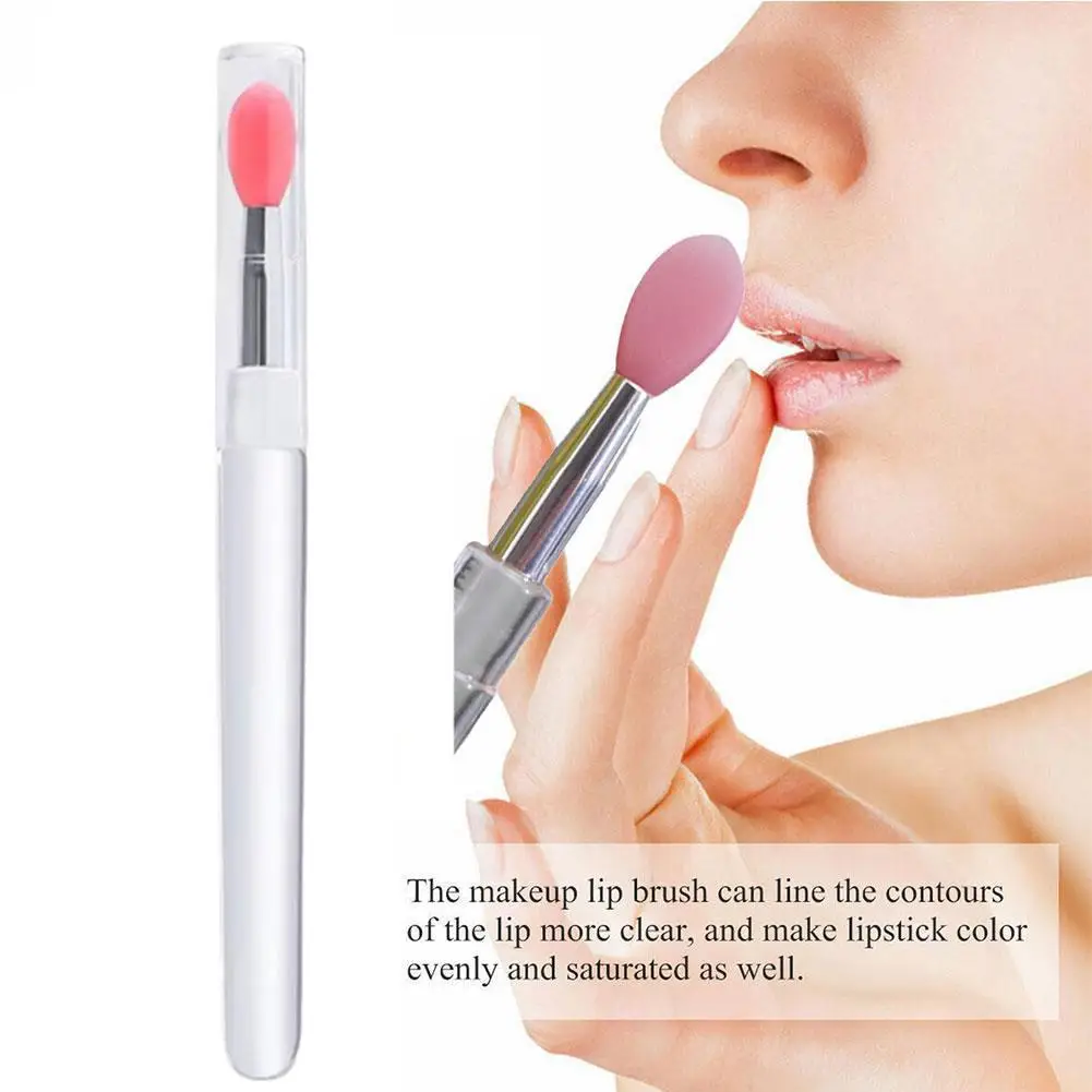 뚜껑이있는 실리콘 립 브러쉬 미니 전문 휴대용 립 마스크 브러쉬 립 밤 애플리케이터 립스틱 립글로스 메이크업 브러쉬
