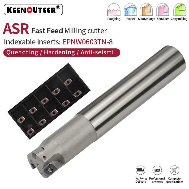 Fresadora de Extremidade de Metal Duro Asr Ferramenta Cnc Alimentação Elevada Corte Rápido Adaptador Asr 1632 mm 120250l t t 4t Epnw 1pc